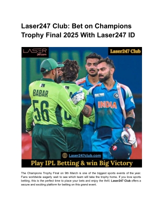 Laser247 Club_ Bet on Champions Trophy Final 2025 With Laser247 ID