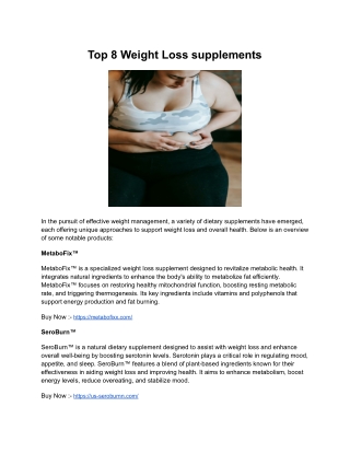 Top 8 Weight loss supplements