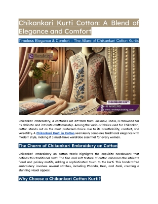 Chikankari Kurti Cotton_ A Blend of Elegance and Comfort