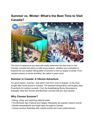 Meta Title_ Summer vs. Winter: Should One Visit Canada in Summer or Winter?