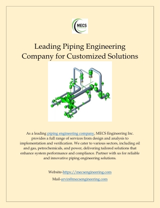 Leading Piping Engineering Company for Customized Solutions