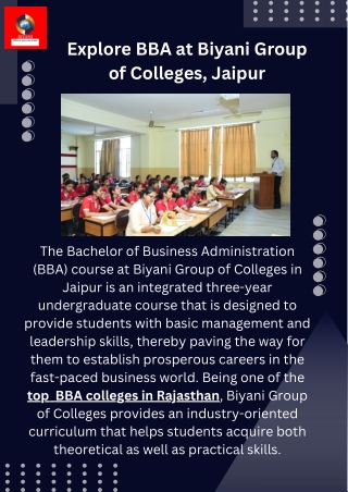 Bachelor of Business Administration (BBA) at Biyani Group of Colleges