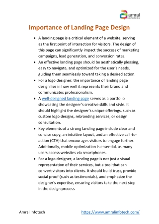 The Importance of Landing Page Design|Amral Infotech