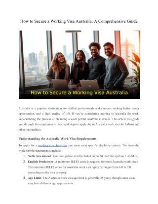 How to Secure a Working Visa Australia