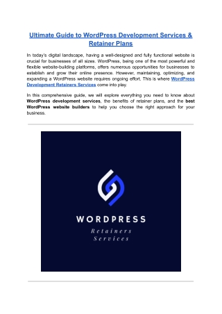Ultimate Guide to WordPress Development Services & Retainer Plans