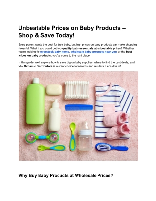 Unbeatable Prices on Baby Products – Shop & Save Today