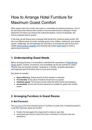 How to Arrange Hotel Furniture for Maximum Guest Comfort