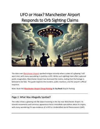 UFO or Hoax? Manchester Airport  Responds to Orb Sighting Claims