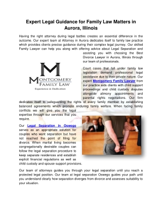 Expert Legal Guidance for Family Law Matters in Aurora, Illinois
