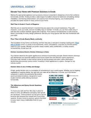 Elevate Your Home with Premium Solutions in Erode