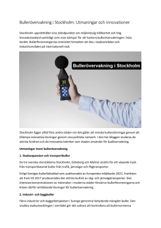 Bullerövervakning i Stockholm: Utmaningar och innovationer