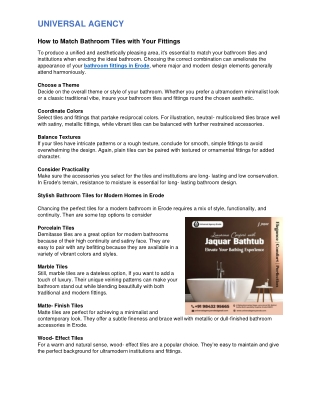 How to Match Bathroom Tiles with Your Fittings