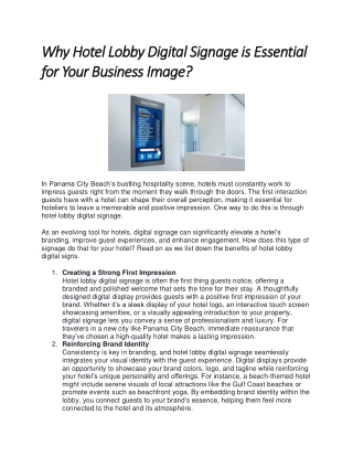 Why Hotel Lobby Digital Signage is Essential for Your Business Image