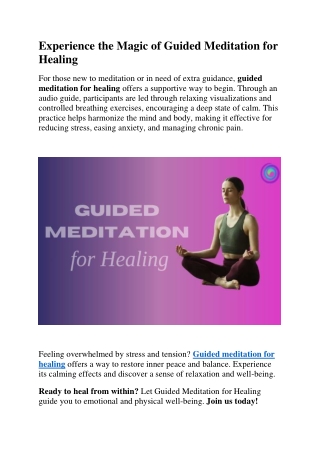 Experience the Magic of Guided Meditation for Healing