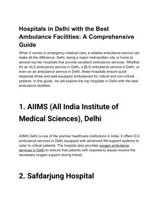 Hospitals in Delhi with the Best Ambulance Facilities_ A Comprehensive Guide