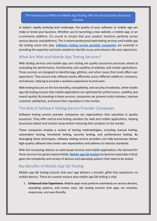 The Importance of Web and Mobile App Testing