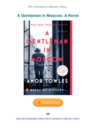 PDF A Gentleman in Moscow A Novel