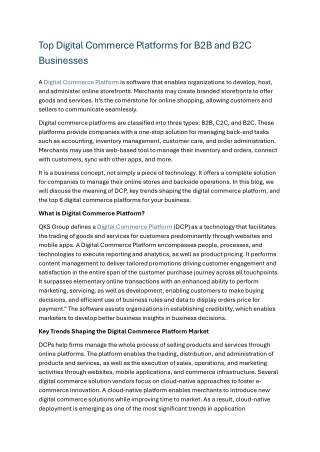 Digital Commerce Platforms