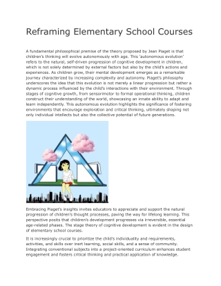 Reframing Elementary School Courses - Cambridge Creation Lab