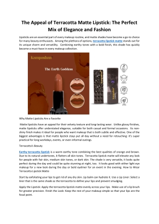 The Appeal of Terracotta Matte Lipstick: The Perfect Mix of Elegance and Fashion