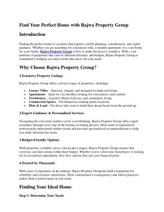 Bajwa Property Group Pilibhit