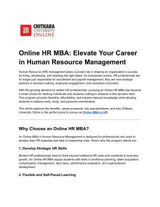 Online HR MBA