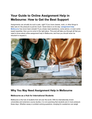 Your Guide to Online Assignment Help in Melbourne: How to Get the Best Support