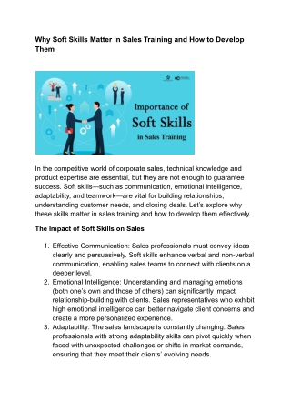 Why Soft Skills Matter in Sales Training and How to Develop Them