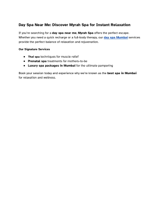 Day Spa Near Me_ Discover Myrah Spa for Instant Relaxation