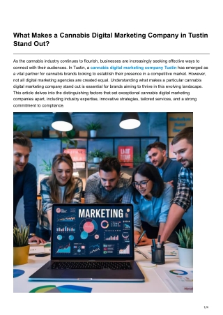 What Makes a Cannabis Digital Marketing Company in Tustin Stand Out