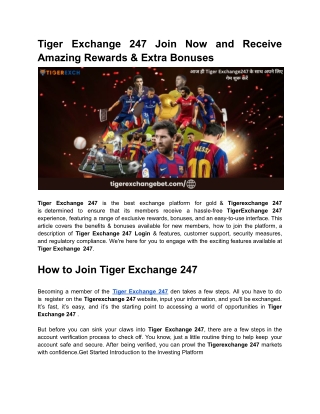 Tiger Exchange 247 Join Now and Receive Amazing Rewards & Extra Bonuses