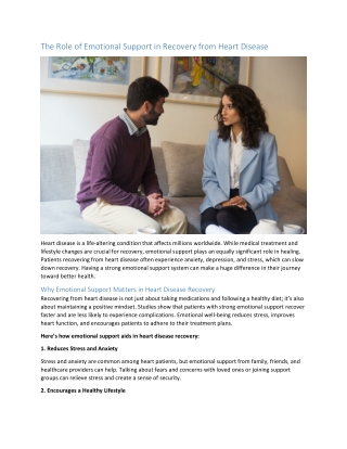 The Role of Emotional Support in Recovery from Heart Disease