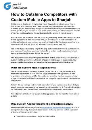 How to Outshine Competitors with Custom Mobile Apps in Sharjah