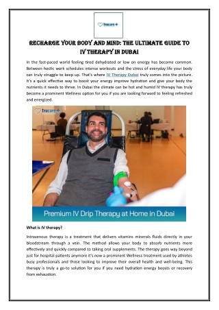 Recharge Your Body and Mind The Ultimate Guide to IV Therapy in Dubai