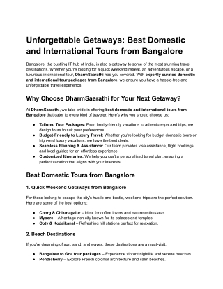 Unforgettable Getaways_ Best Domestic and International Tours from Bangalore