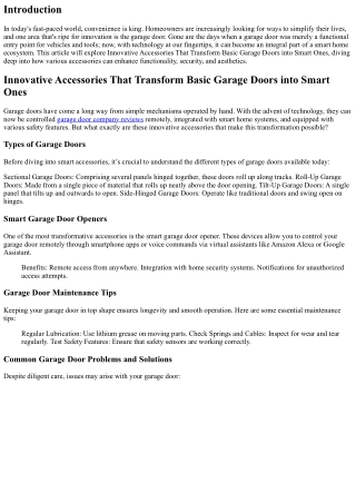 Innovative Accessories That Transform Basic Garage Doors into Smart Ones