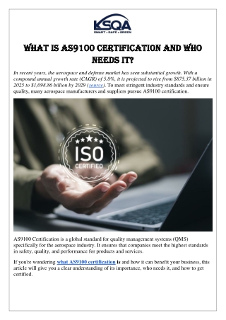 What is AS9100 Certification and Who Needs It?