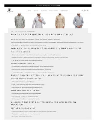 Buy the Best Printed Kurta for Men Online