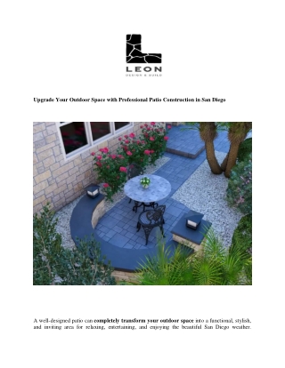 Upgrade Your Outdoor Space with Professional Patio Construction in San Diego
