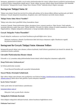 Instagram'da Gerçek Takipçi Satın Almanın Yolları