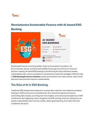 Revolutionize Sustainable Finance with AI-based ESG Banking