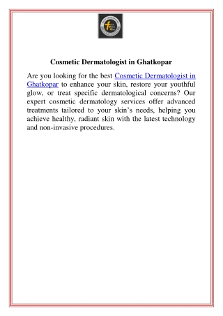 Cosmetic Dermatologist in Ghatkopar