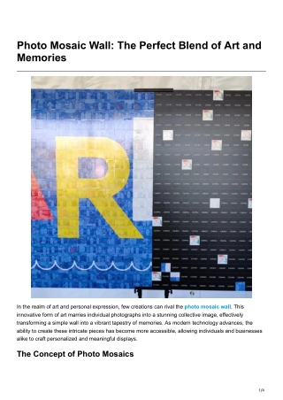 Photo Mosaic Wall The Perfect Blend of Art and Memories