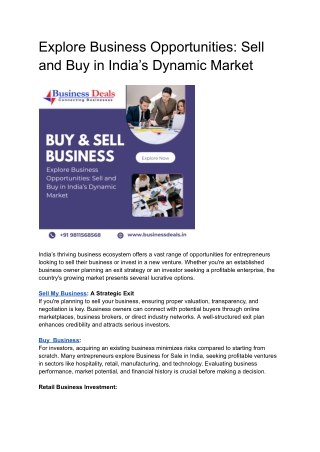 Explore Business Opportunities: Sell and Buy in India’s Dynamic Market