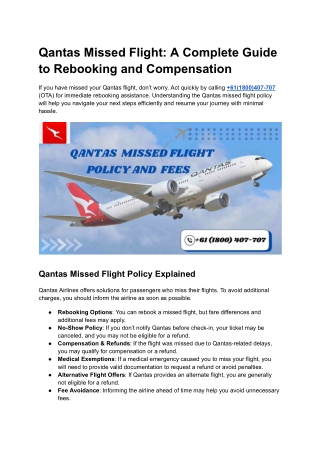 Qantas Missed Flight A Complete Guide to Rebooking and Compensation