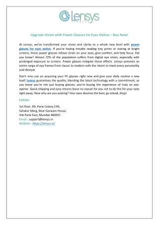 Upgrade Vision with Power Glasses for Eyes Online – Buy Now!