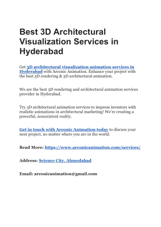 Best 3D Architectural Visualization Services in Hyderabad