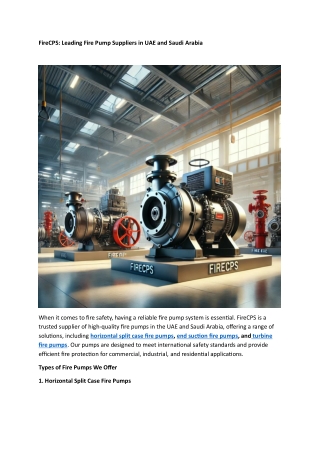 FireCPS- Leading Fire Pump Suppliers in UAE and Saudi Arabia