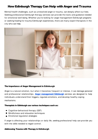 How Edinburgh Therapy Can Help with Anger and Trauma