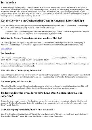 Get the Lowdown on Coolsculpting Costs at American Laser Med Spa